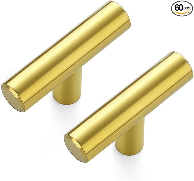 JOY DECOR 60 Pack Cabinet Knobs, Gold Cabinet Handles, 2in Kitchen Cabient Knobs, Single Hole Drawer Knobs for Dresser Drawers