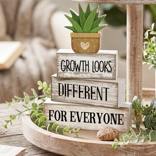 Lineshading 4 Pcs Farmhouse Table Decor, Inspirational Office Shelf Decor - Image 4