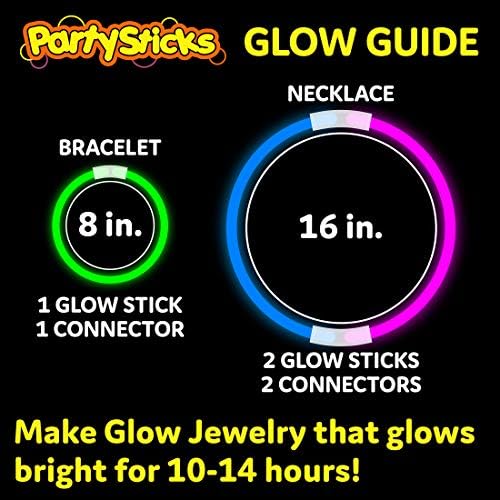 Glow Sticks Bulk Neon Party Supplies - 200 8” Neon Party Glow Sticks w/ Connectors for Glow Necklaces and Glow Bracelets Glow in the Dark Party Supplies - Image 4