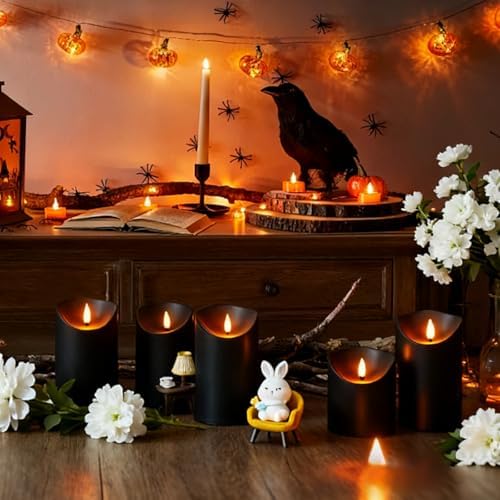 Nimiko Flameless Candles with Remote, Battery Operated Flickering Flameless Candles, LED Candles with Timer 2/4/6/8H, with Realistic LED Candles Set of 24 (D3 x H 3" 4" 5") (Black) - Image 6