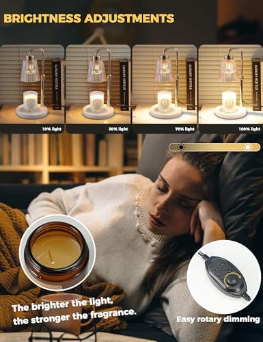 Marble Candle Warmer Lamp White with Cycle Timer, Dimmable Wax Melt Warmer - Image 3