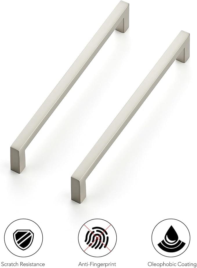 Ravinte 30 Pack Solid 6-1/4 Inch Center to Center Slim Square Bar Drawer Handles - Brushed Nickel Drawer Pulls - Kitchen Cabinet Hardware