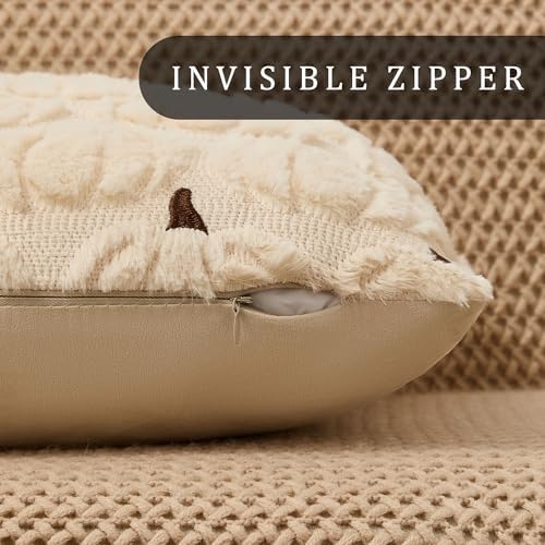 DFXSZ Fall Pillow Covers 16x16 2Pcs Beige Brown Pumpkin Fall Decorations - Image 2