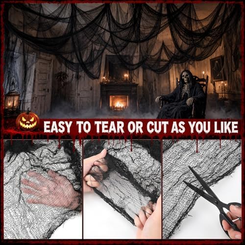 5Pcs Halloween Creepy Cloth Black 30×72inch - Halloween Decorations Clearance - Creepy Spooky Halloween Decorations Outdoor Indoor - Image 3