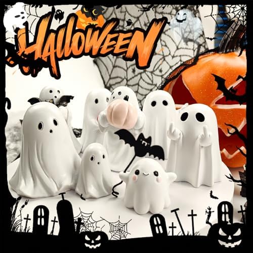 Red Heart Ghost Figurine,Halloween Cute Ghost Statue for Shelf Mantel, - Image 6