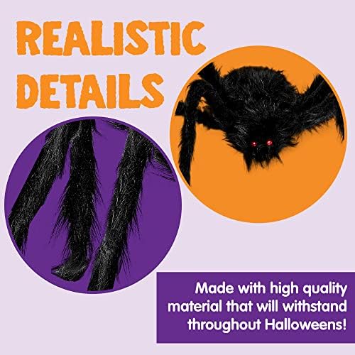 JOYIN 2 Pack 4 Ft Halloween Spider Decorations Outdoor, Scary Large Giant Spiders with Adjustable Legs for Halloween Outside Decor, Yard Lawn Indoor Haunted House Props - Image 4
