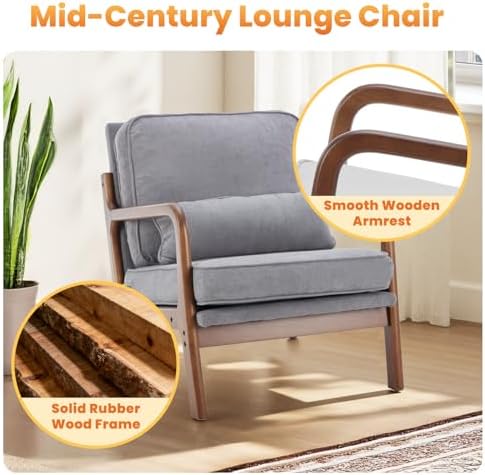 DUMOS Mid Century Accent Chairs Set of 2, 16'' Seat Height Lounge Chair - Image 4