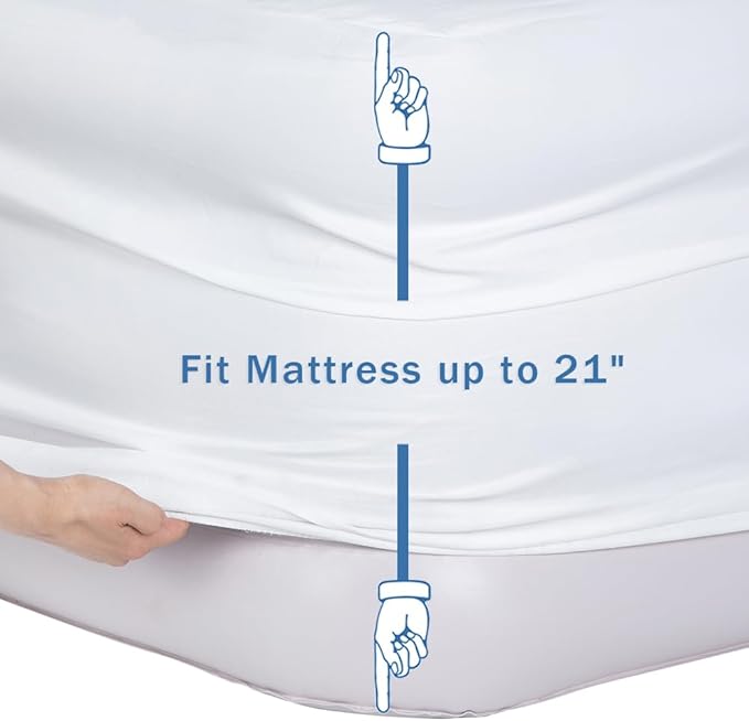 Bedecor Fitted Sheet for Air Mattress Inflate Without Disassembly Convenient & Firm Deep up to 21" White -Twin