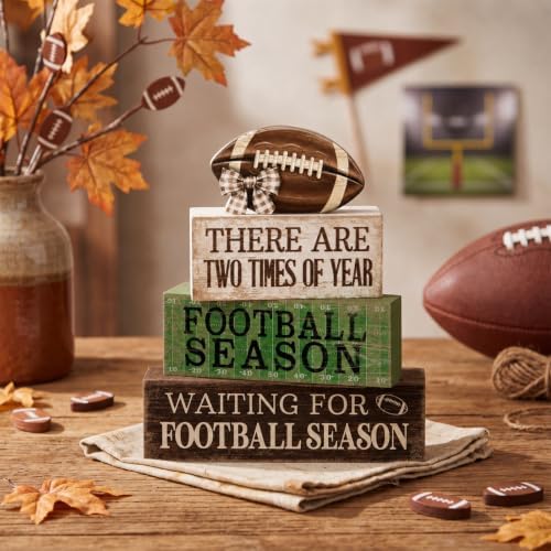 Lineshading 4 Pcs Football Tiered Tray Decor Wood Blocks Stackable Table - Image 6
