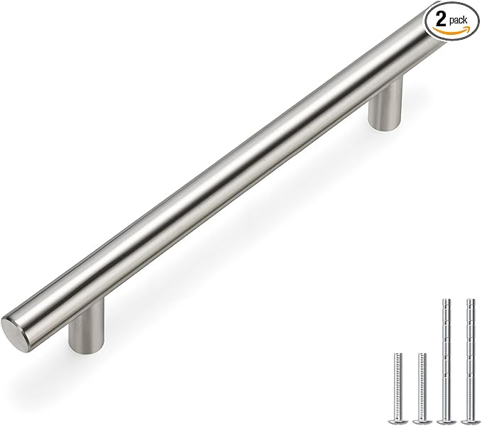homdiy Brushed Nickel Cabinet Pulls Drawer Handles, 4-1/2in(115mm) Hole Center Dresser Drawer Handles Silver Drawer Pulls for Kitchen, Bedroom, Bathroom, Livingroom