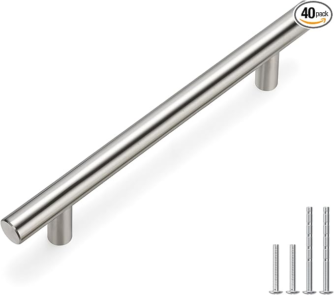 homdiy Cabine Handles Brushed Nickel Drawer Pulls - HD201SNB Cabinet Hardware 4in Hole Centers Cabinet Pulls for Kitchen Cabinets