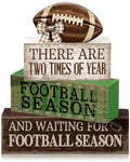 Lineshading 4 Pcs Football Tiered Tray Decor Wood Blocks Stackable Table by Lineshading