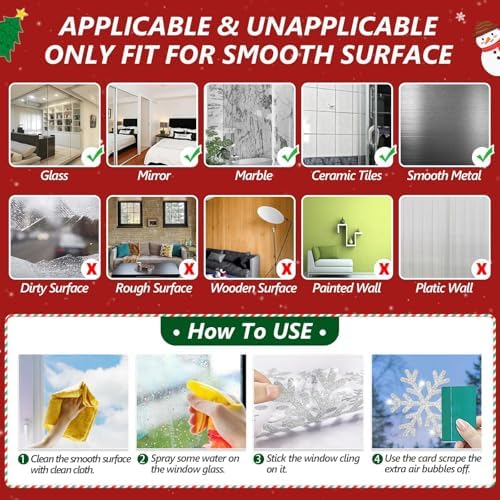LUDILO 240Pcs Christmas Window Clings Glitter Snowflakes Window Decals - Image 4