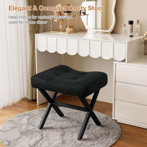 Memobarco 18-Inch Large Vanity Stool Chair, Black Makeup Stool - Image 5