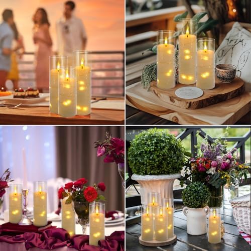 YOROXRG Flickering Flameless Candles Battery Operated with Remote,Led Pillar Candles with Realistic Moving Wick Candles for Halloween,Christmas,Home Decor Pack of 12 (D2.2 xH 5" 6" 7")(White) - Image 6