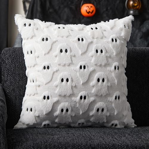 DFXSZ Halloween Pillow Covers 24x24 inch 2Pcs White Ghost Halloween Decor - Image 4