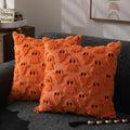 DFXSZ Halloween Pillow Covers 16x16 inch 2Pcs Orange Ghost Halloween Decor by DFXSZ