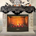 AerWo Halloween Decorations Indoor Fireplace Mantel Scarf, Black Lace Spiderweb Fireplace Cover for Halloween Mantle Decor Festive Party Supplies,20x79 inches by AerWo