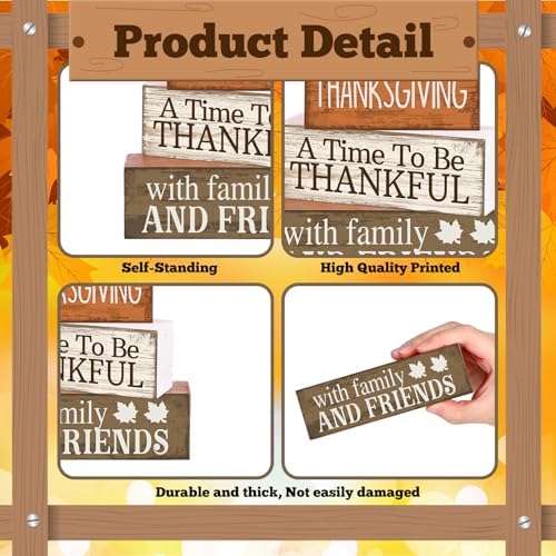 Lineshading 4 Pcs Fall Decoration For Home Wooden Thanksgiving Turkey Decor - Image 6