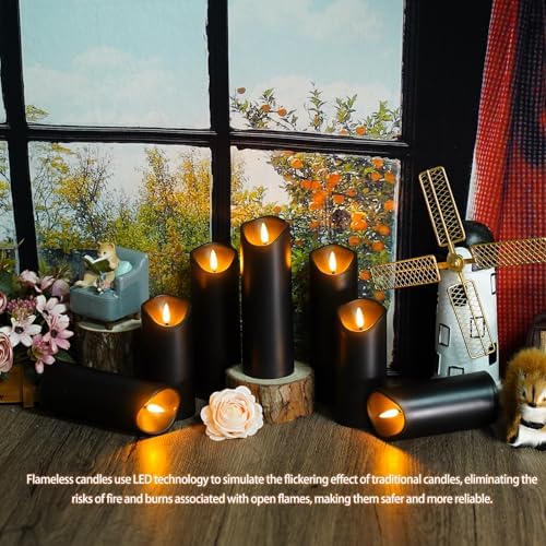 Nimiko Flameless Candles with Remote, Battery Operated Flickering Flameless Candles, LED Candles with Timer 2/4/6/8H, with Realistic LED Candles Set of 24 (D2.2 x H 5" 6" 7") (Black) - Image 4