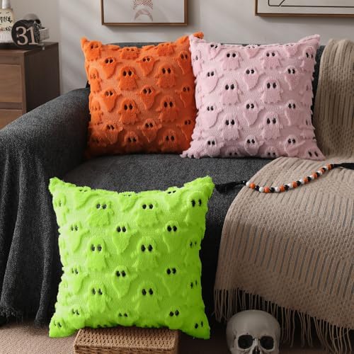 DFXSZ Halloween Pillow Covers 16x16 inch 2Pcs Green Ghost Halloween Decor - Image 4