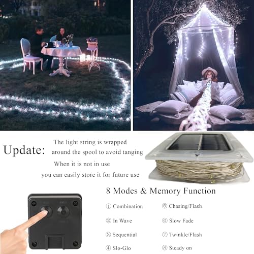Joomer Solar Fairy Lights, 2-Pack Total 80FT 240LED String Lights, White - Image 3