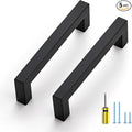 Ravinte 5 Pack Black Cabinet Pulls 4-1/2 Inch Square Cabinet Handles Matte Black Kitchen Hardware for Cabinet Drawer Pulls Come with Screwdriver