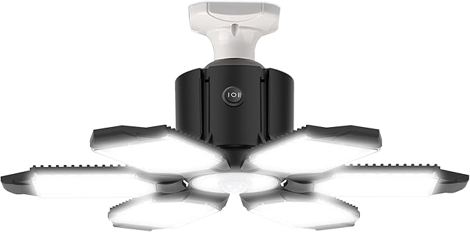 Motion Sensor Garage Light - 150W LED Garage Lights Motion Activated with PIR & Photocell Sensors,6 Adjustable Panels, for Attic Porch Stairway