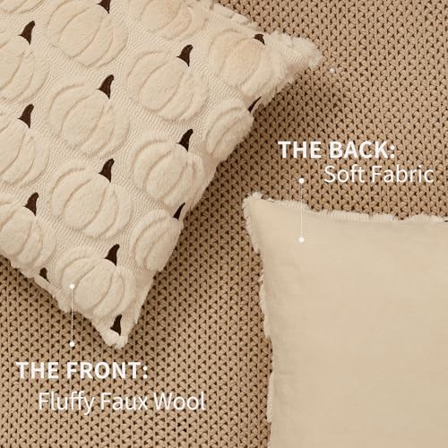 DFXSZ Fall Pillow Covers 16x16 2Pcs Beige Brown Pumpkin Fall Decorations - Image 5