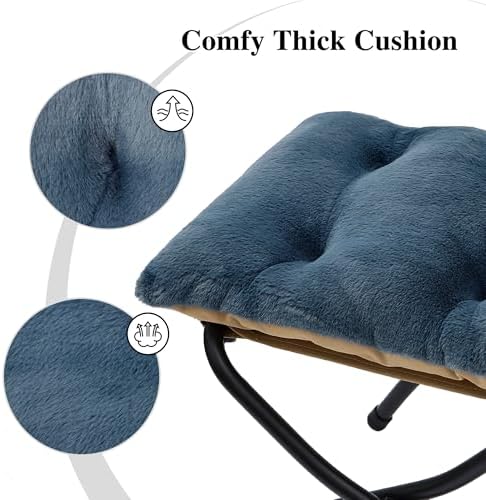 15"(H) Folding Ottoman, Foldable Footrest Stool, Portable Small Foot Stool for Couch, Collapsible Foot Rest Ottoman for Sofa, Accent Padded Ottomans for Living Room, Bedroom, Navy Blue - Image 6