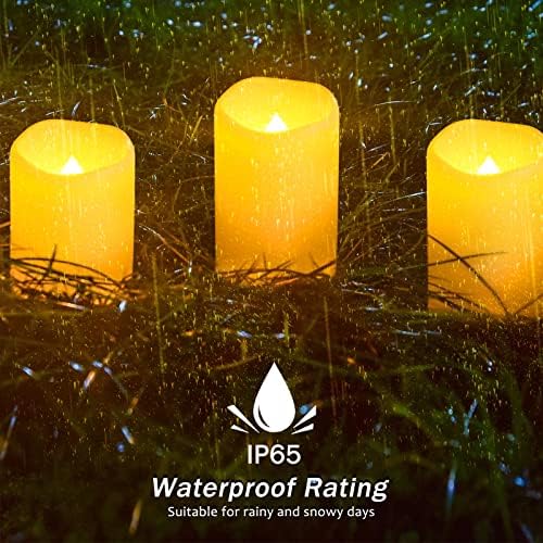 YOROXRG Solar flameless Candles Outdoor Waterproof,Dusk to Dawn Outdoor Lighting, Flickering fameless Reusable LED Light Candles for Lantern Garden Camping and Home Decor, 3D Wick (3"X6") Set of 2 - Image 3
