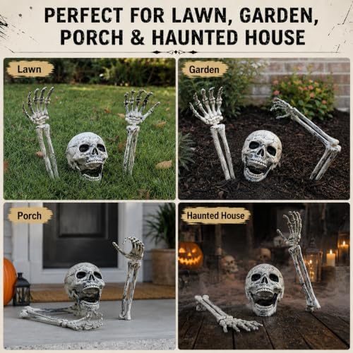 AISENO Realistic Skeleton Stakes Halloween Decorations for Lawn Stakes Garden Halloween Skeleton Decoration Outdoor - Image 7