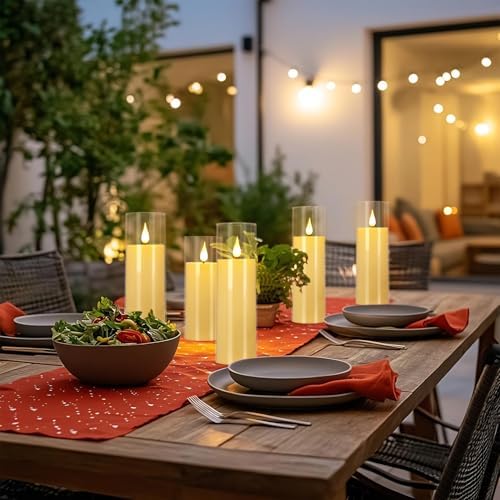 YOROXRG Flickering Flameless Candles Battery Operated with Remote,Led Pillar Candles with Realistic Moving Wick Candles for Halloween,Christmas,Home Decor Pack of 24 (D2.2 xH 5" 6" 7")(Ivory) - Image 3
