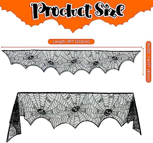 AerWo Skull Spiderweb Halloween Fireplace Mantel Scarf Decorations Indoor - Image 2