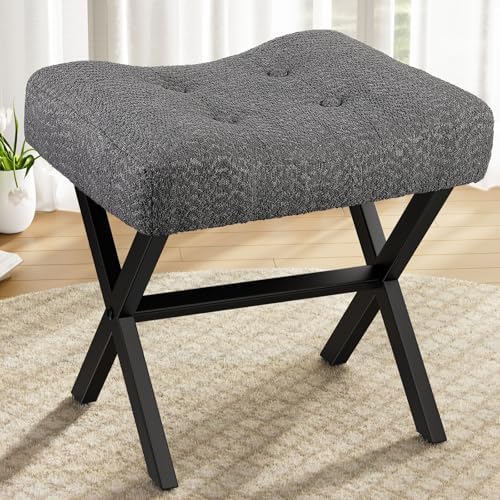Memobarco 18-Inch Large Vanity Stool Chair, Gray Makeup Stool by MEMOBARCO