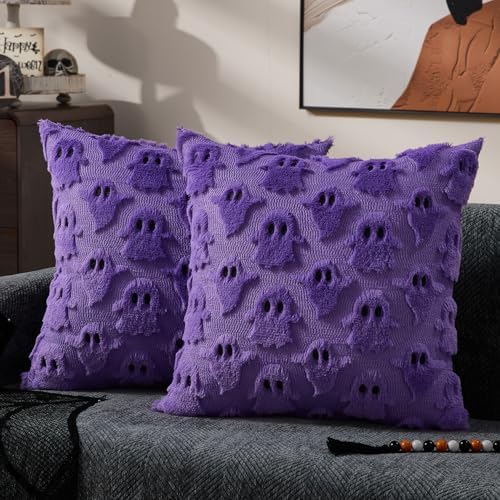 DFXSZ Halloween Pillow Covers 18x18 inch 2Pcs Purple Halloween Decor by DFXSZ