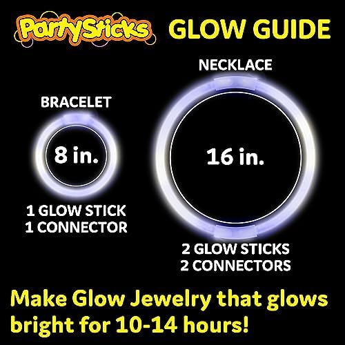 PartySticks White Glow Sticks - 100pk, 8 Glow In The Dark Light Up Party Favors, Decorations and Accessories - Image 2