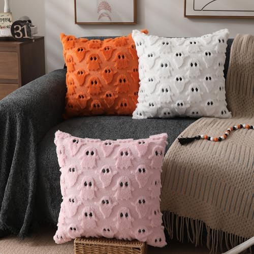 DFXSZ Halloween Pillow Covers 24x24 inch 2Pcs White Ghost Halloween Decor - Image 5