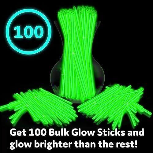 PartySticks Green Glow Sticks - 100pk, 8 Inch Glow in the Dark Light Up Sticks and Connectors for Party Favors, Decorations, Necklaces and Bracelets - Image 3