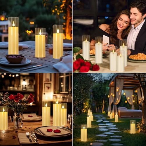 YOROXRG Flickering Flameless Candles Battery Operated with Remote,Led Pillar Candles with Realistic Moving Wick Candles for Halloween,Christmas,Home Decor Pack of 24 (D2.2 xH 5" 6" 7")(Ivory) - Image 6