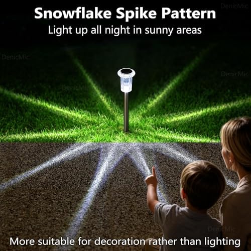 DenicMic Solar Lights Outdoor Waterproof 10 Pack Pathway Lights Cool White - Image 6