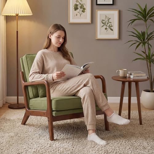 DUMOS Mid Century Modern Accent Chair, 16'' Seat Height Cozy Lounge Chair - Image 2