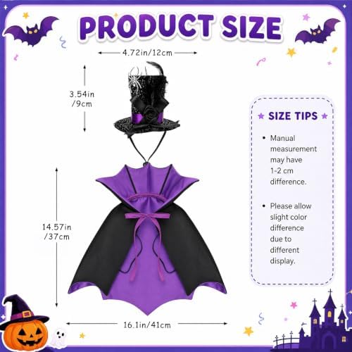 Halloween Porch Goose Outfit Vampire Cape Pumpkin‑Skull Party Hat, Purple - Image 6