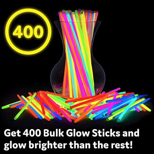 PartySticks Ultra Bright Glow Sticks Bulk Party Supplies 400 Pack - 8" Glow in the Dark Light Up Halloween Party Favors, Glow Decorations, Neon Party Necklaces and Bracelets with Connectors - Image 3