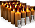 YOROXRG Halloween Decoration Flickering Flameless Candles Battery Operated Timer Led Pillar Candles with Realistic Moving Wick Candles for Home Decor 24 Pack (D2.2 xH 5" 6" 7")(Grey) by YOROXRG
