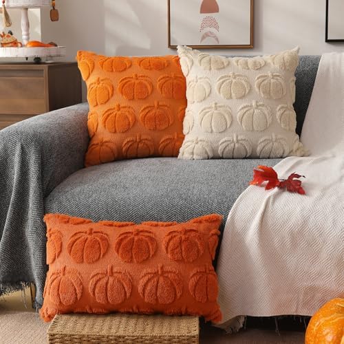 DFXSZ Fall Pillow Covers 12x20 2Pcs Orange Pumpkin Fall Decoration for Home - Image 4