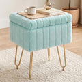 DUMOS Vanity Stool Chair with Storage, Small Ottoman Faux Fur Soft Padded Footstools Seat with 4 Metal Legs Anti-Slip Adjustable Feet Modern Footrest for Home Entryway Bedroom Makeup by DumosLifestyle