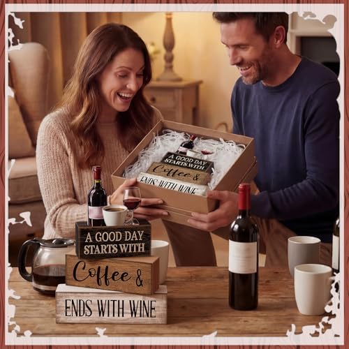 Lineshading 4 Pcs Coffee and Wine Bar Decor Farmhouse Kitchen Counter Decor - Image 5