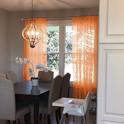 MYSKY HOME Pom Pom Orange Sheer Curtains for Bedroom Girls Room Curtains 72 Inches Long for Nursery Kids Light Filtering Boho Window Drapes, Rod Pocket, 52" Wide, 2 Panels