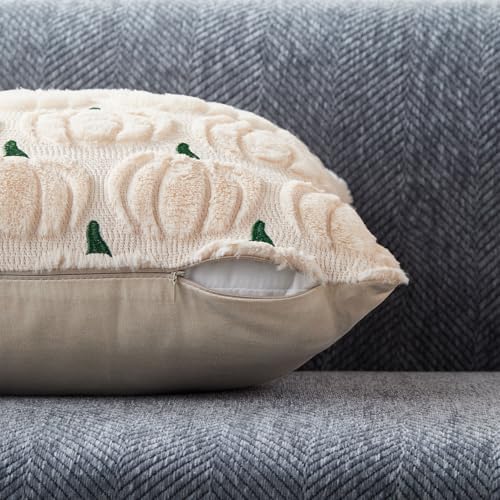DFXSZ Fall Pillow Covers 18x18 2Pcs Beige Green Pumpkin Fall Decorations - Image 2
